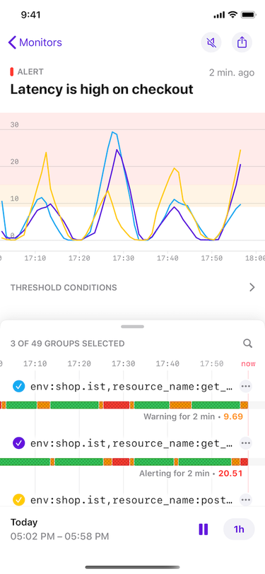 Investigate alerts on the go with the Datadog mobile app