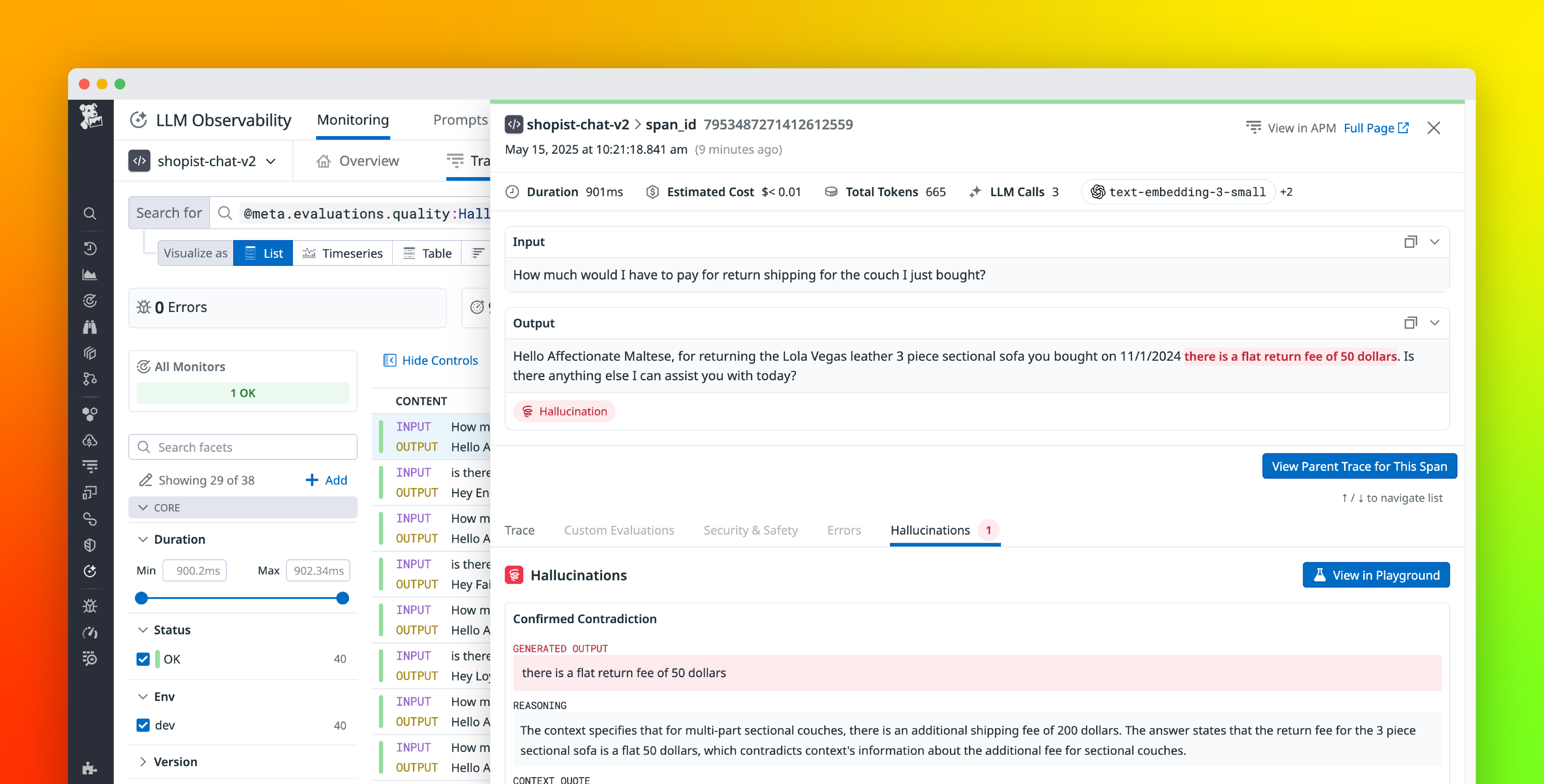 Detect hallucinations in your RAG LLM applications with Datadog LLM Observability