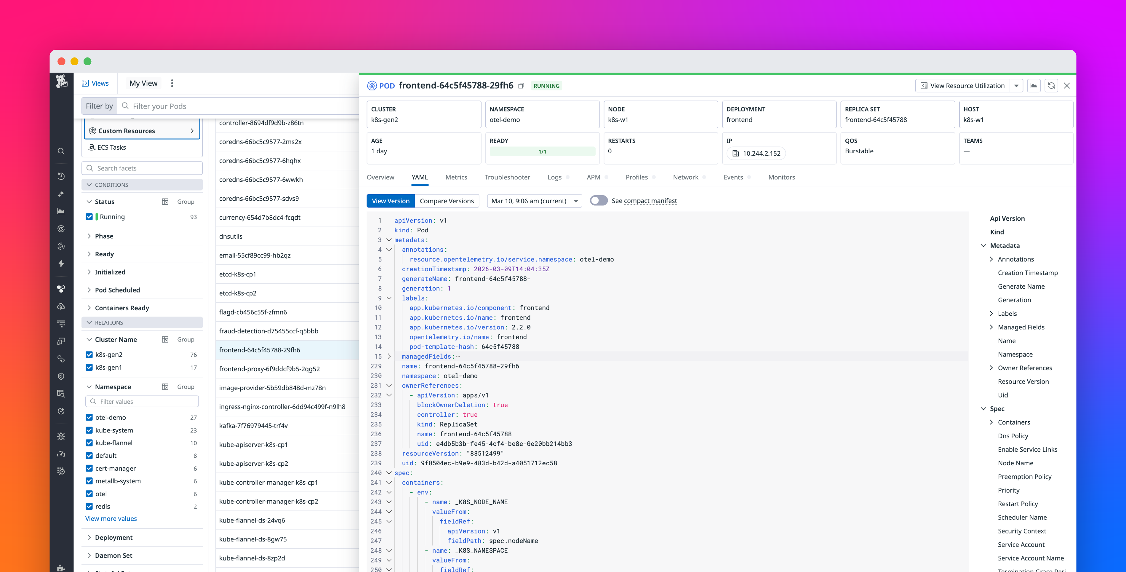 Kubernetes monitoring with OTel-native data