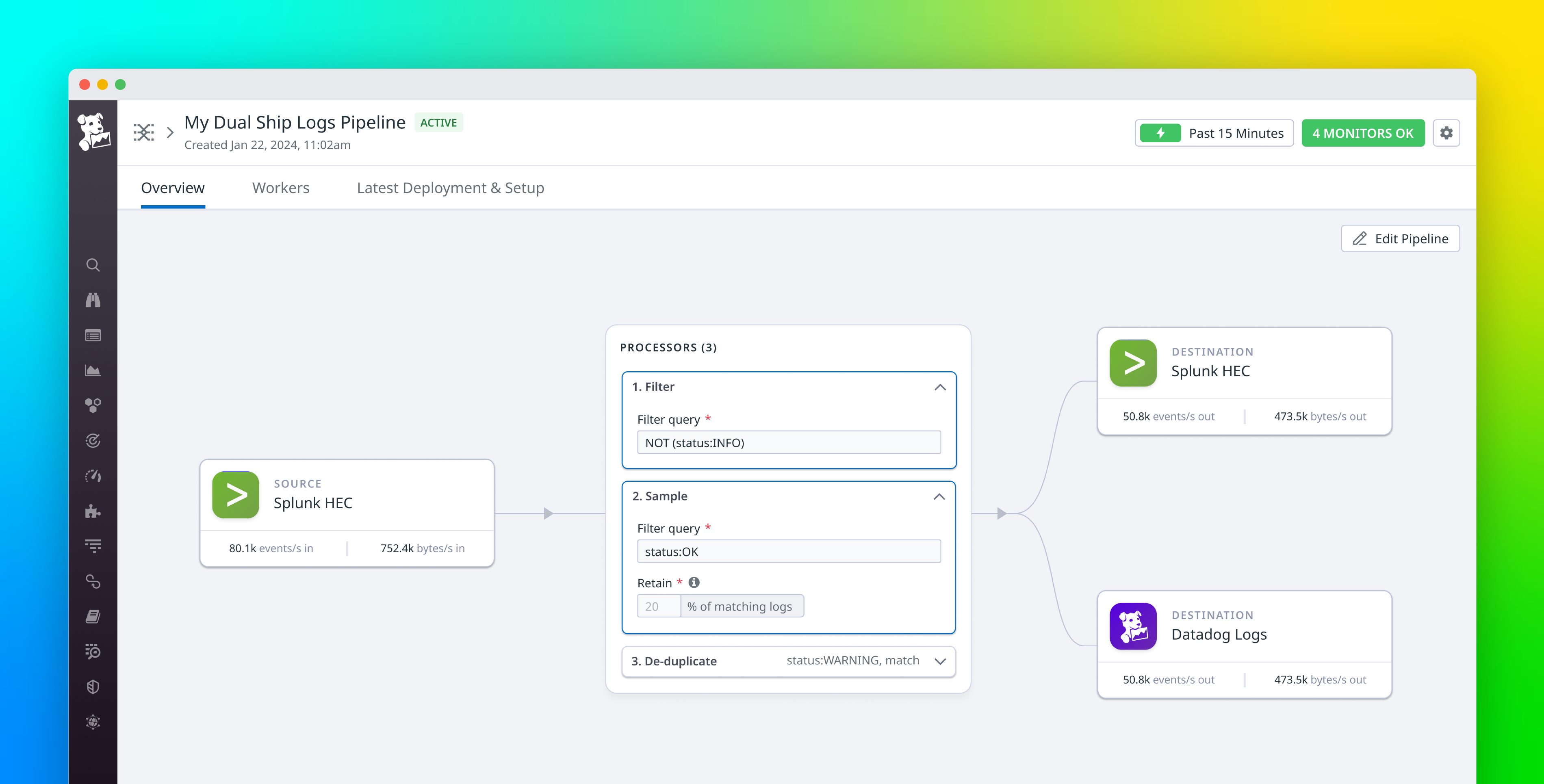 Dual ship logs with Datadog Observability Pipelines