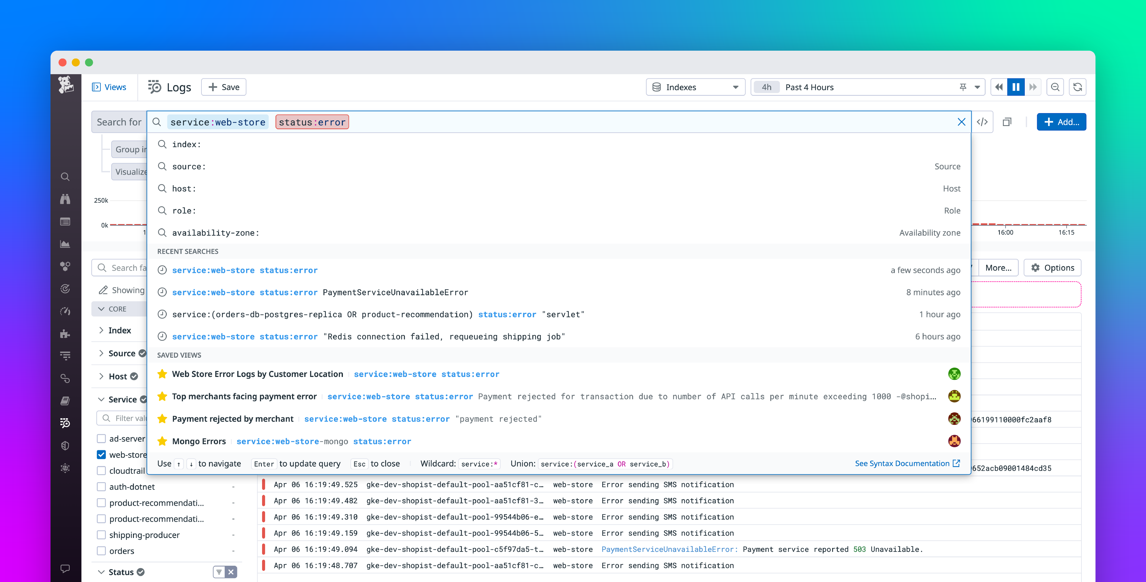 Search your logs efficiently with Datadog Log Management