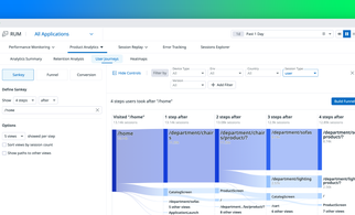 Analyze multiple user journeys with the Datadog Sankey visualization