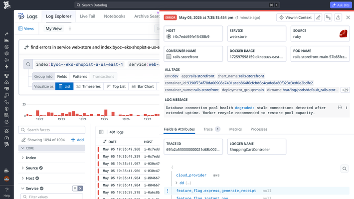 Store and search logs at petabyte scale in your own infrastructure