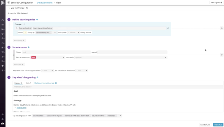 Quickly investigate in a real-time security monitoring tool