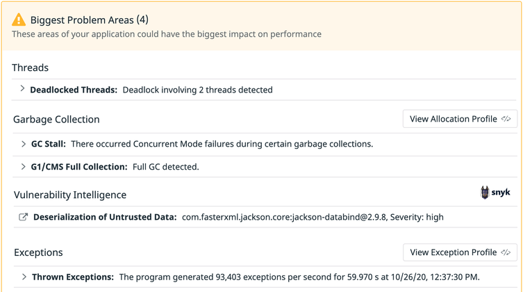 Always on, production level code profiling tools