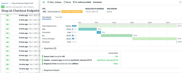 Proactively monitor APIs with Synthetic Testing