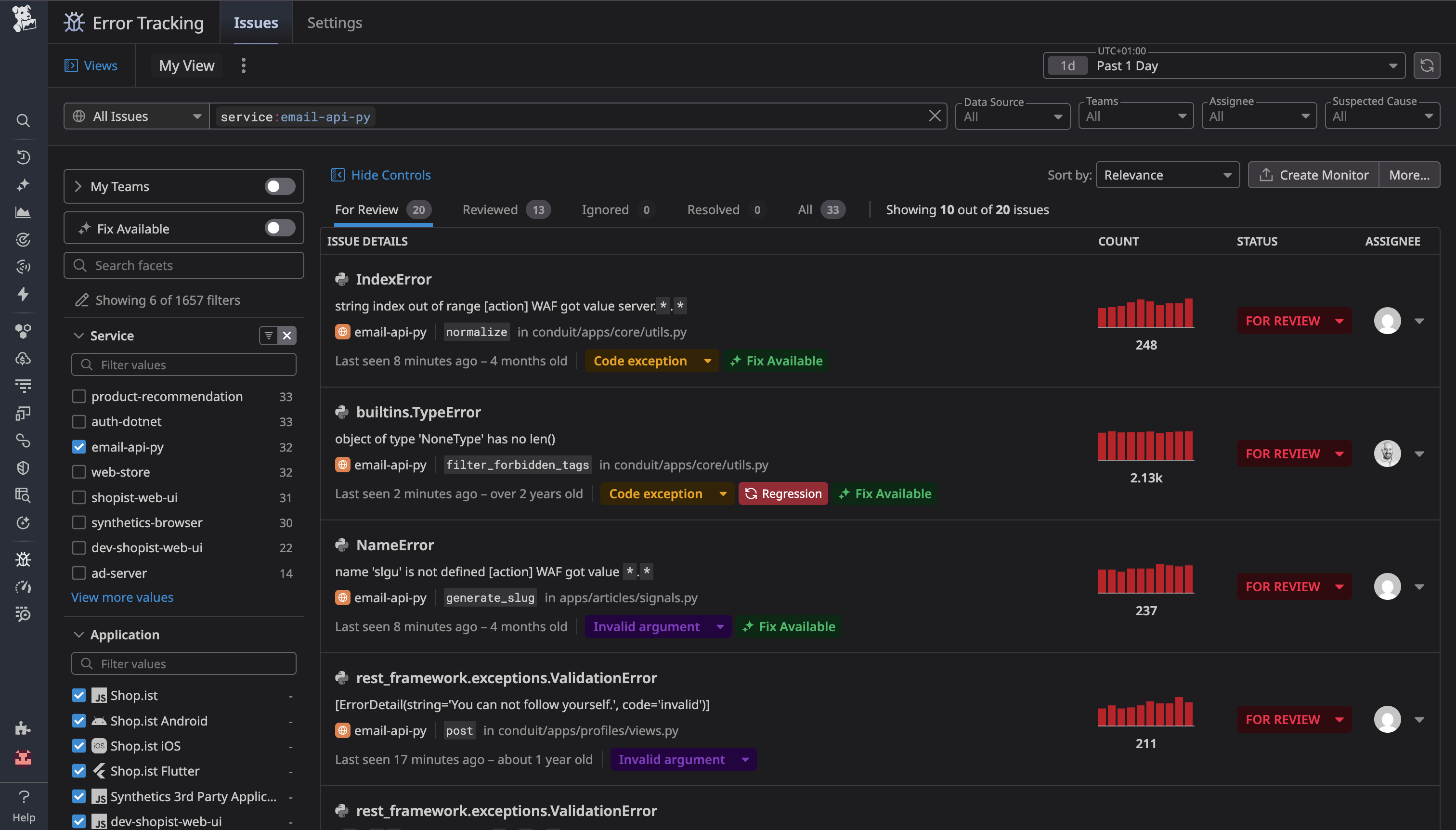Error Tracking | Datadog
