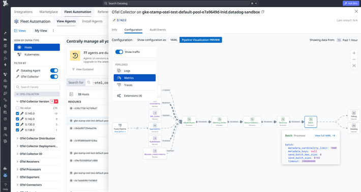 Troubleshoot Datadog Agent and OTel Pipelines Pipeline visualization for OpenTelemetry Collectors