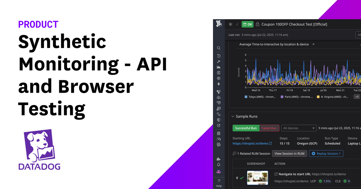 Synthetic Monitoring - API and Browser Testing | Datadog