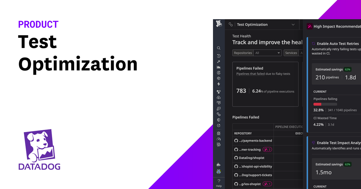 Datadog Test Optimization website preview