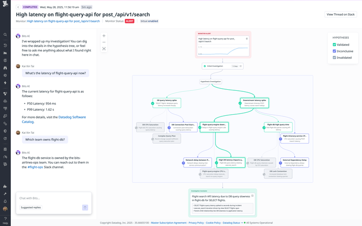 Bits AI SRE Bits SRE interface screenshot