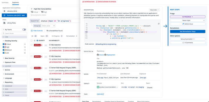 Detect and fix issues faster in runtime and production code with observability context from Runtime Code Analysis