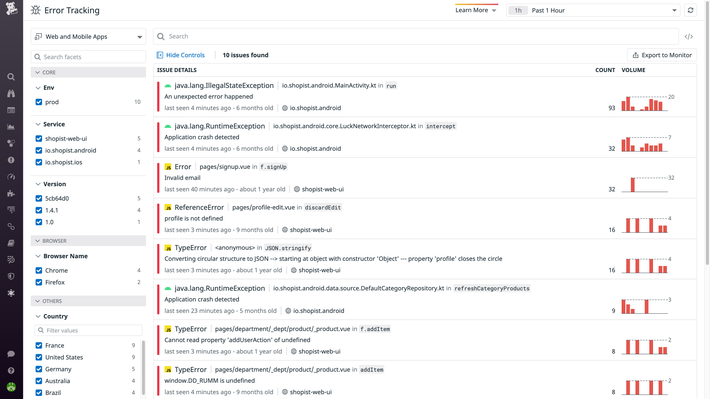 Automatically aggregate similar errors into issues