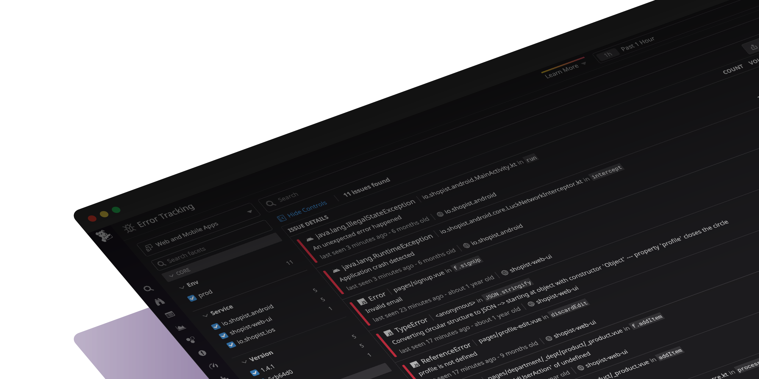 Identify critical errors, triage with rich context, and accelerate resolutions across your web, mobile, and backend applications