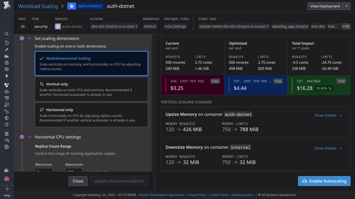 Automatically rightsize your Kubernetes resources to reduce wasted spend while maintaining performance