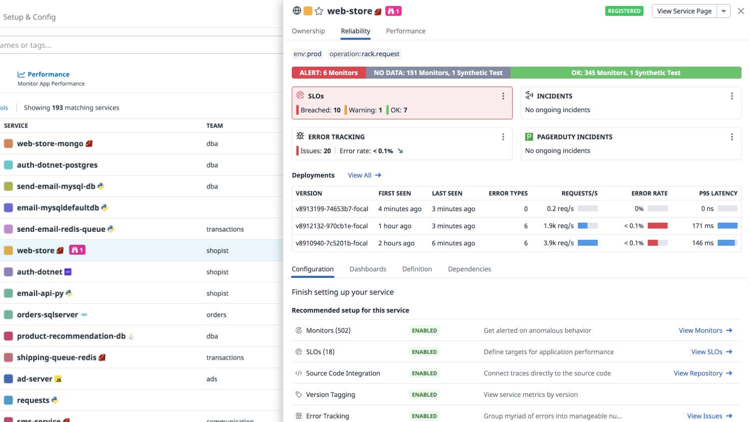 トリガーされたモニターに関連するサービスを特定し、信頼性の問題を迅速に診断