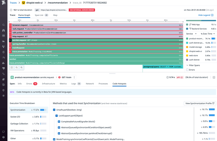 Extend service monitoring to root cause analyses with the APM suite Centralize service knowledge with Software Catalog