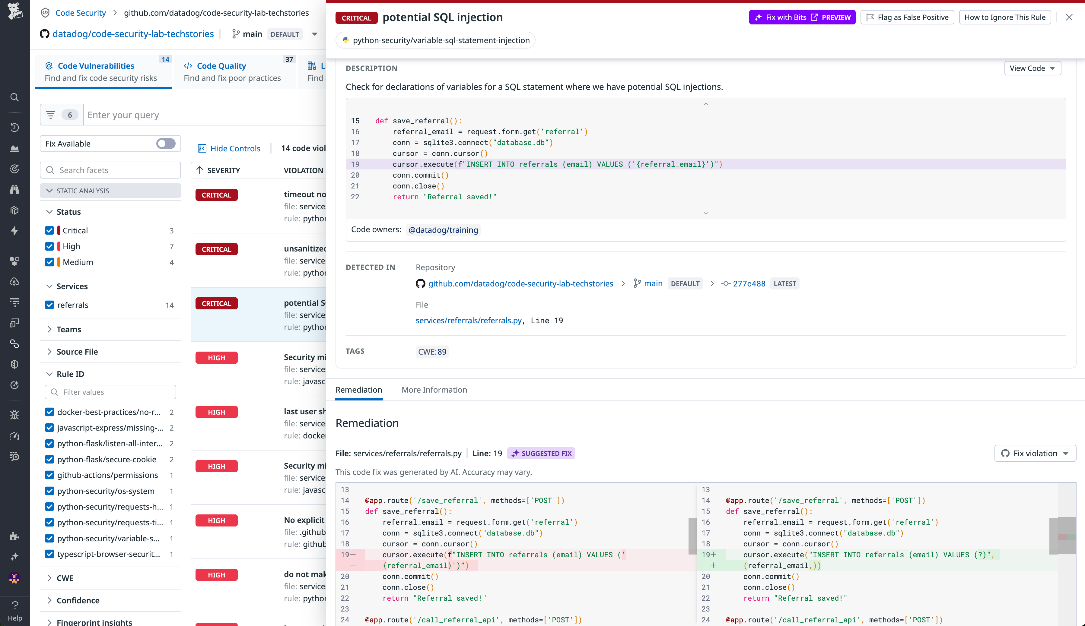 Static Code Analysis (SAST)