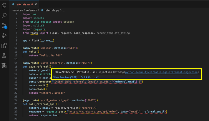 Secure code as it’s being written directly in your IDE Secure code as it’s being written directly in your IDE