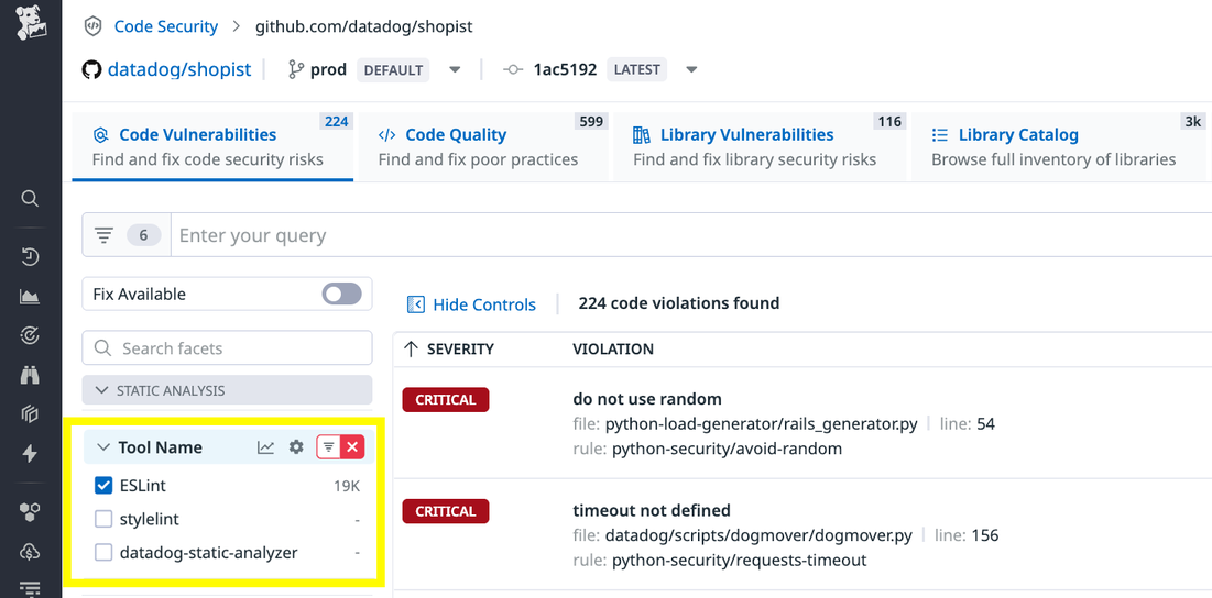 Static Code Analysis (SAST) | Datadog