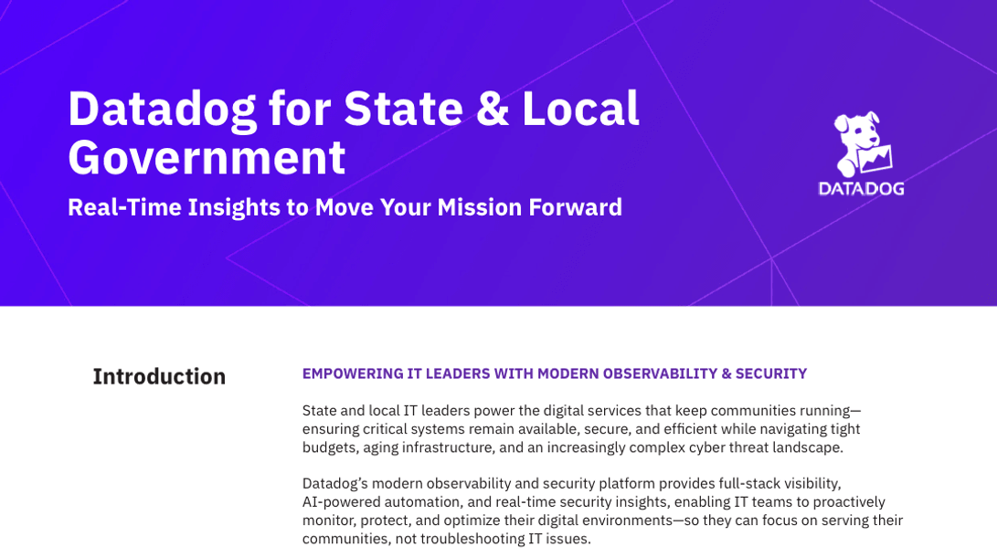 Datadog for State & Local Government